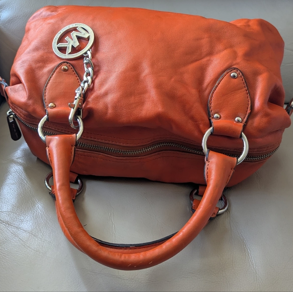 🌼 Michael Kors Orange Leather Satchel - Picture 6 of 13